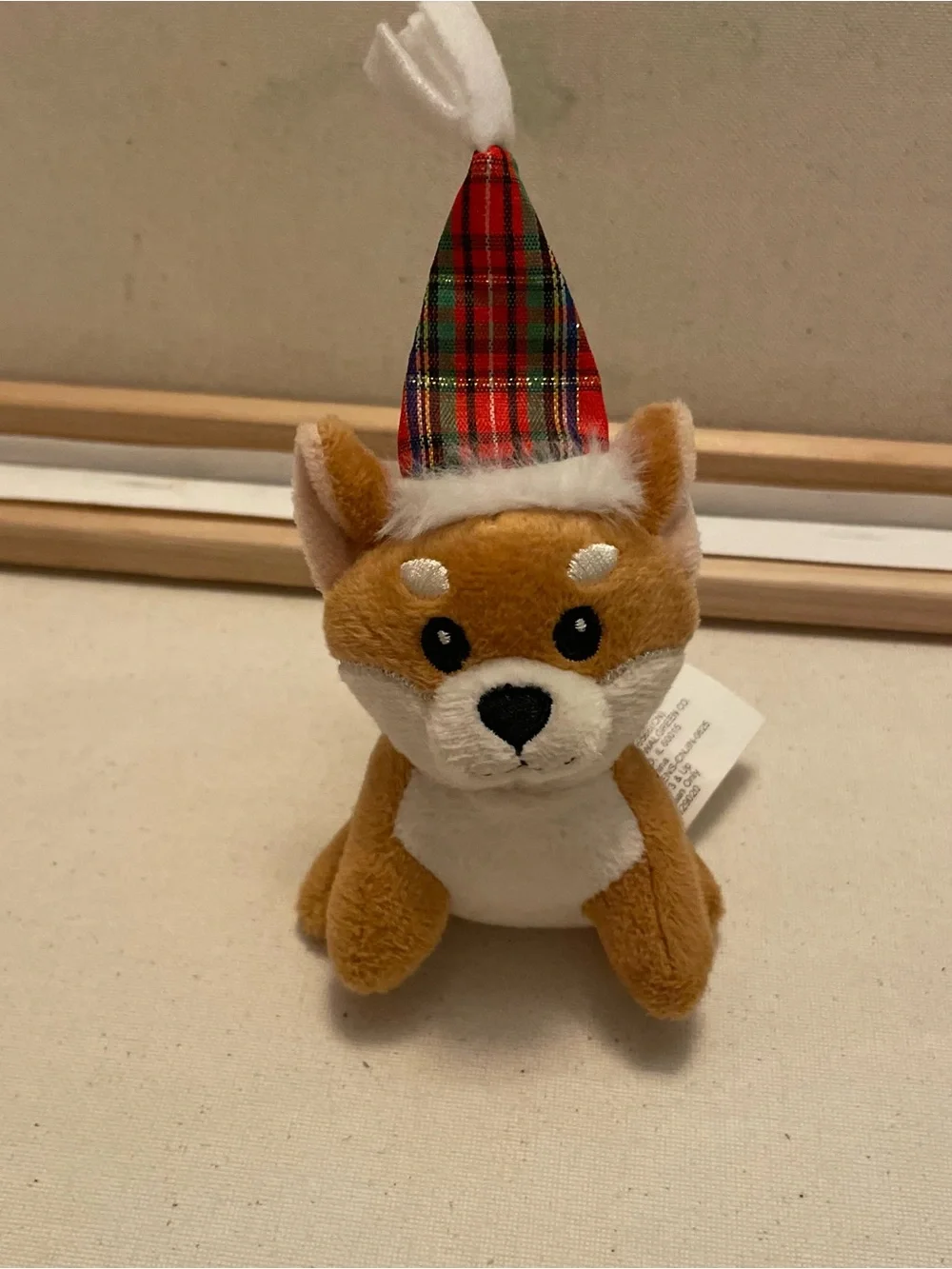 Shiba Inu Plush Dog with Christmas Hat Stuffed Animal Toy